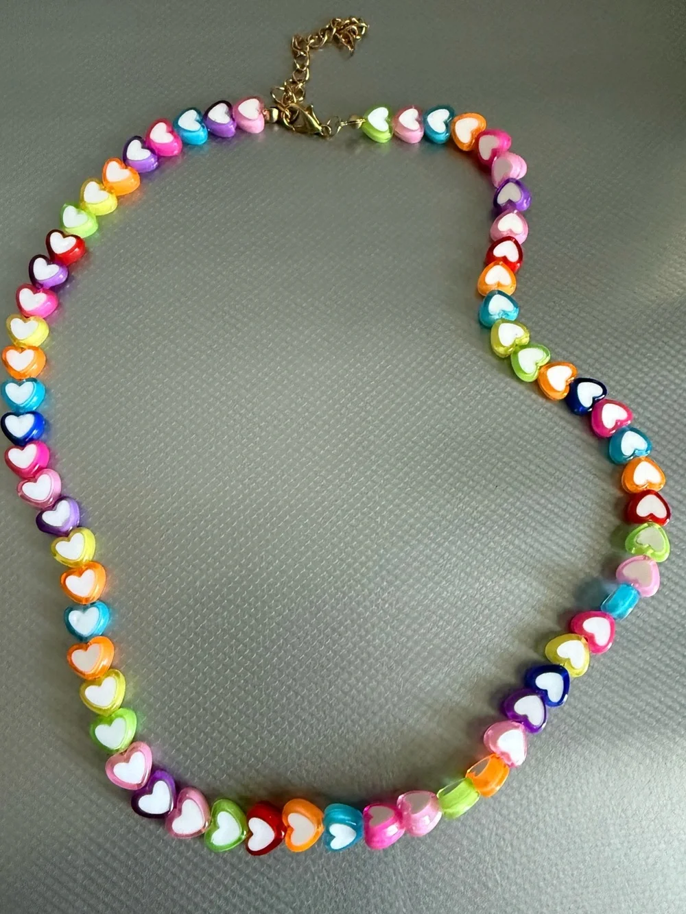 Colorful Heart Bead Necklace - Multicolor